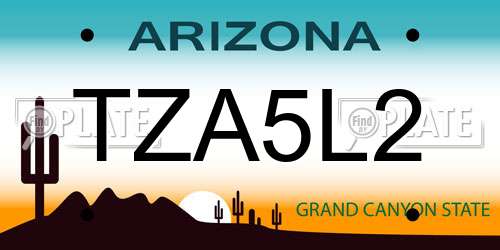 TZA5L2 Arizona License Plate