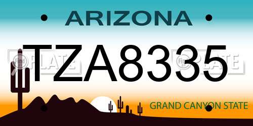 TZA8335 Arizona License Plate
