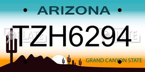 TZH6294 Arizona License Plate