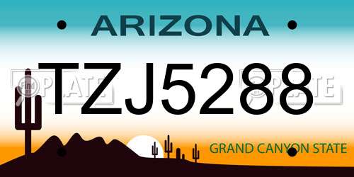 TZJ5288 Arizona License Plate