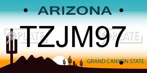 TZJM97 Arizona License Plate
