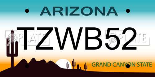 TZWB52 Arizona License Plate