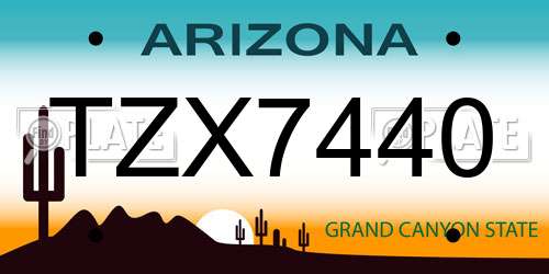 TZX7440 Arizona License Plate
