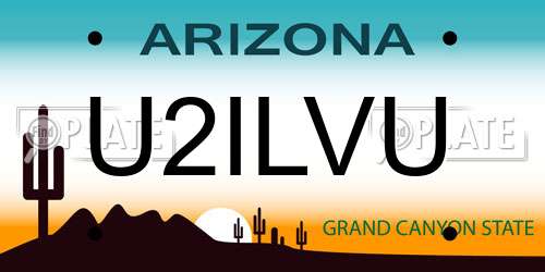 U2ILVU Arizona License Plate