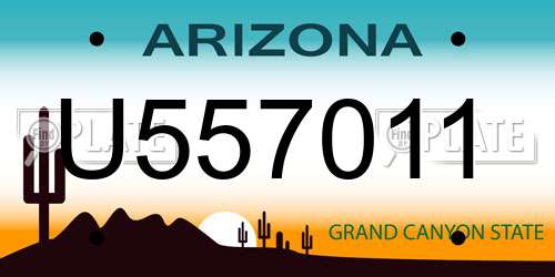 U557011 Arizona License Plate