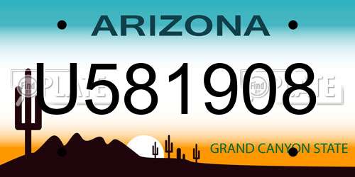 U581908 Arizona License Plate