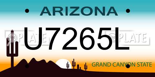 U7265L Arizona License Plate