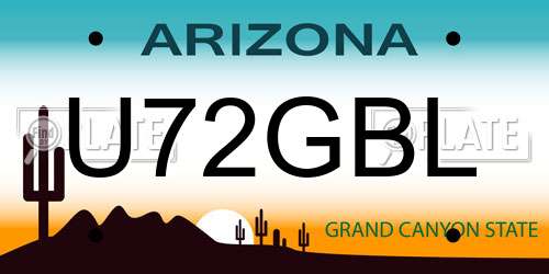 U72GBL Arizona License Plate