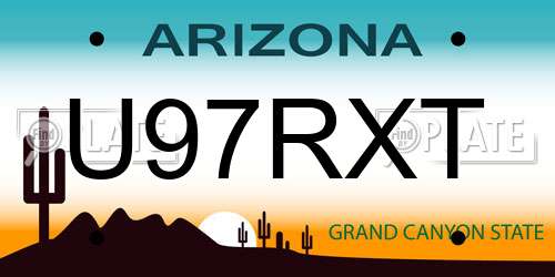 U97RXT Arizona License Plate