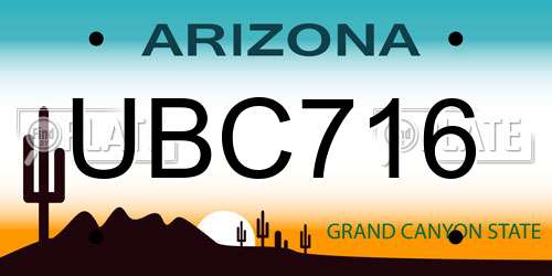 UBC716 Arizona License Plate