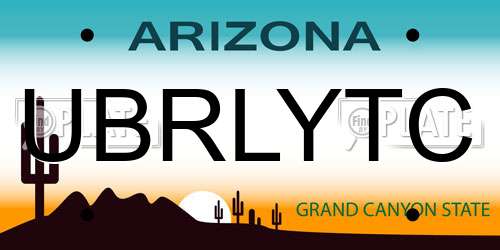 UBRLYTC Arizona License Plate