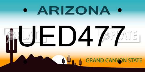 UED477 Arizona License Plate