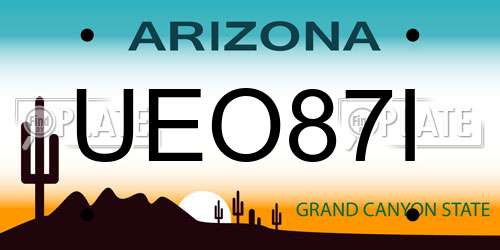 UEO87I Arizona License Plate