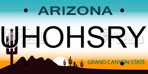 UHOHSRY Arizona License Plate