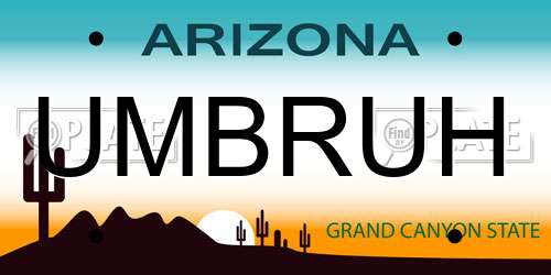 UMBRUH Arizona License Plate