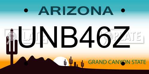 UNB46Z Arizona License Plate