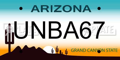 UNBA67 Arizona License Plate