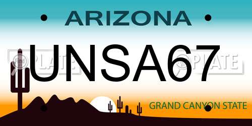 UNSA67 Arizona License Plate