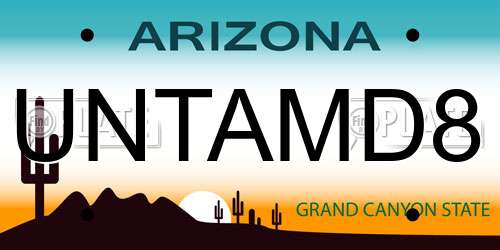 UNTAMD8 Arizona License Plate