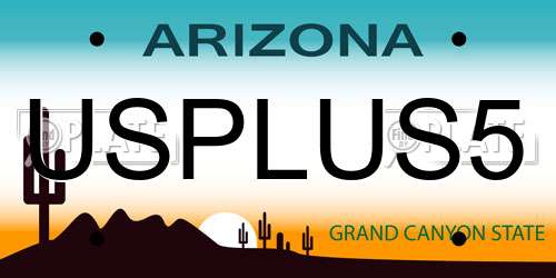 USPLUS5 Arizona License Plate