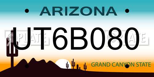 UT6B080 Arizona License Plate