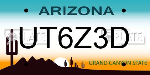 UT6Z3D Arizona License Plate