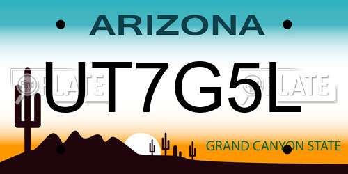 UT7G5L Arizona License Plate