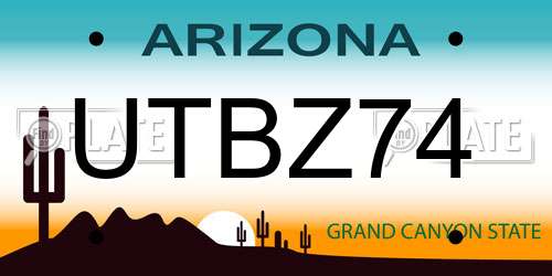 UTBZ74 Arizona License Plate