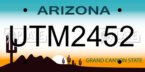 UTM2452 Arizona License Plate