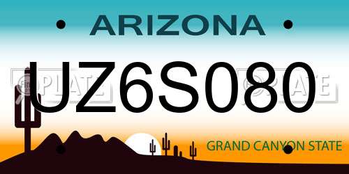 UZ6S080 Arizona License Plate