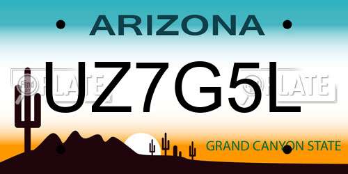 UZ7G5L Arizona License Plate