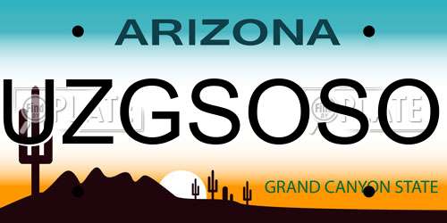 UZGSOSO Arizona License Plate