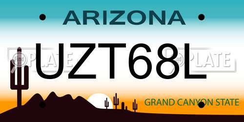 UZT68L Arizona License Plate