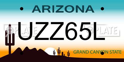 UZZ65L Arizona License Plate