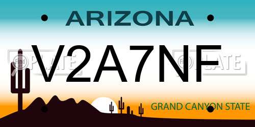 V2A7NF Arizona License Plate