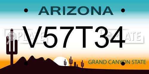 V57T34 Arizona License Plate