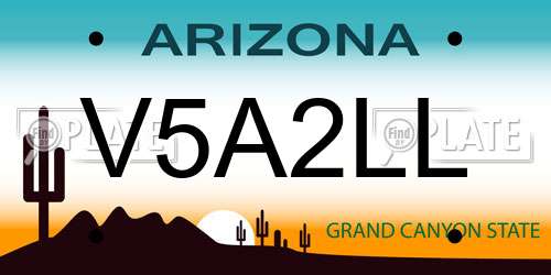 V5A2LL Arizona License Plate