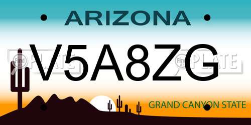 V5A8ZG Arizona License Plate