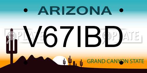 V67IBD Arizona License Plate
