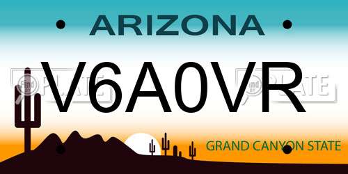 V6A0VR Arizona License Plate