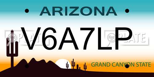 V6A7LP Arizona License Plate
