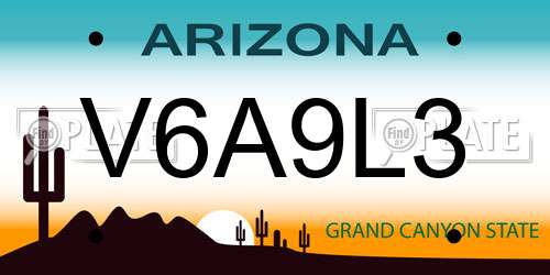 V6A9L3 Arizona License Plate