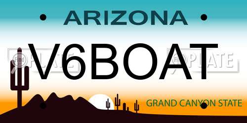 V6BOAT Arizona License Plate