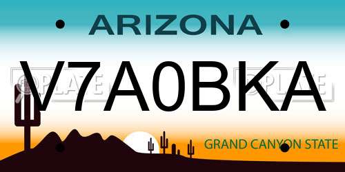 V7A0BKA Arizona License Plate