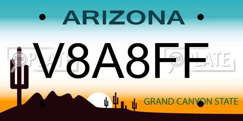 V8A8FF Arizona License Plate