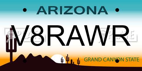 V8RAWR Arizona License Plate