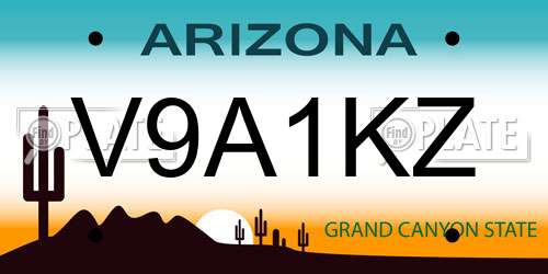 V9A1KZ Arizona License Plate