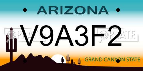 V9A3F2 Arizona License Plate