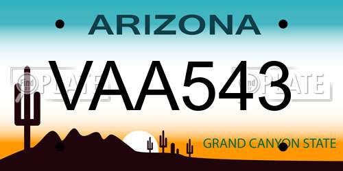 VAA543 Arizona License Plate