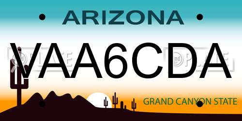 VAA6CDA Arizona License Plate